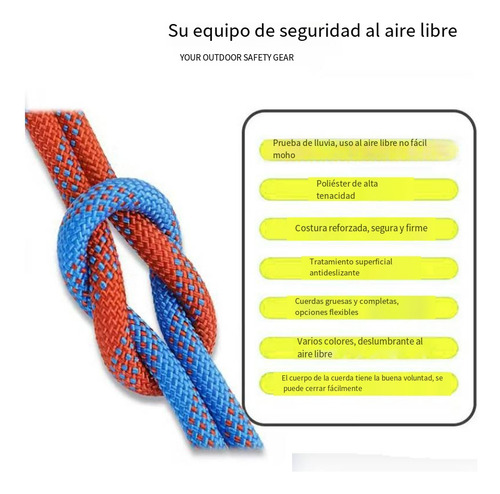 Cuerda Alpinismo 100m con C/arnés Seguridad Y 8 Descensor Figura Y 2 mosquetones