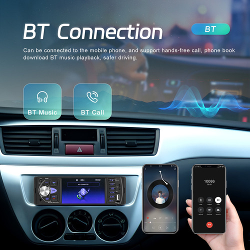 Estéreo De Coche De 4,1 Pulgadas, Estéreo Digital, Bluetooth