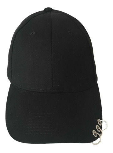 Imagen 2 de 4 de Gorra Gabardina Lisa Con Aros Accesorios 6 Gajos Unisex Moda