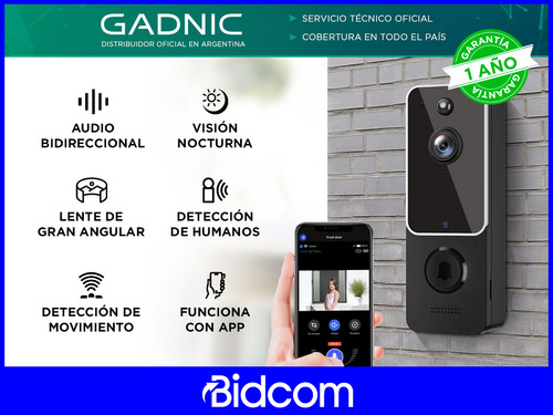 Timbre Con Cámara Gadnic Audio Bidireccional + Bluetooth