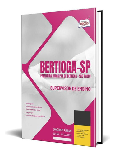 Apostila Prefeitura De Bertioga Sp 2024 - Supervisor Ensino