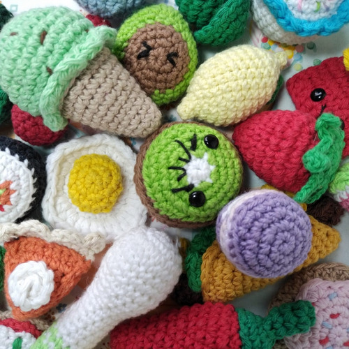 Set Mini Comida Amigurumi Tejido Crochet 