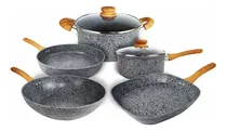 Comprar Set 5 Olla Sarten Wok Bifera 4mm Teflon Inducción Cuota Bz3