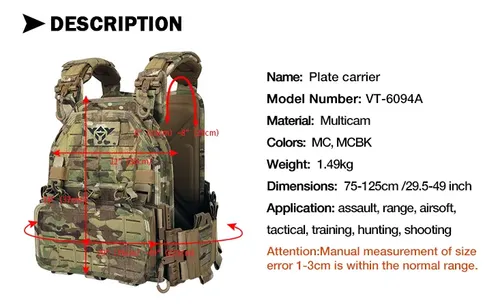 Yakeda 6094 Plate Carrier Tactical Vest Outdoor Cp Hunting P