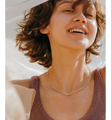 Collar Gargantilla Cadena Grueso Oro 18 Quilates De Mujer