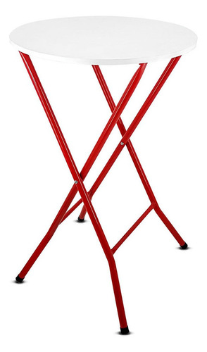 Mesa Bistrô Dobrável Alta De Bar Miami Tampo 60cm Vermelha Cor Vermelho/branco