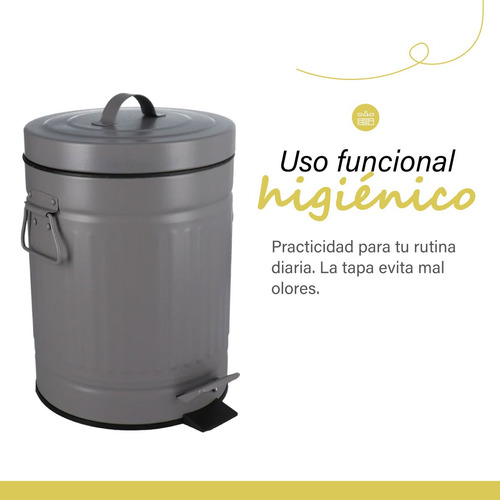 Tacho De Residuos Basura Papelera Redondo Con Tapa Y Pedal