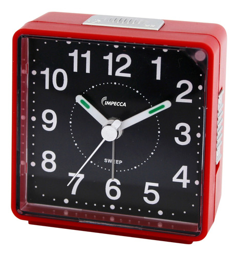 Reloj Despertador Viaje Movimiento Barrido Color Rojo