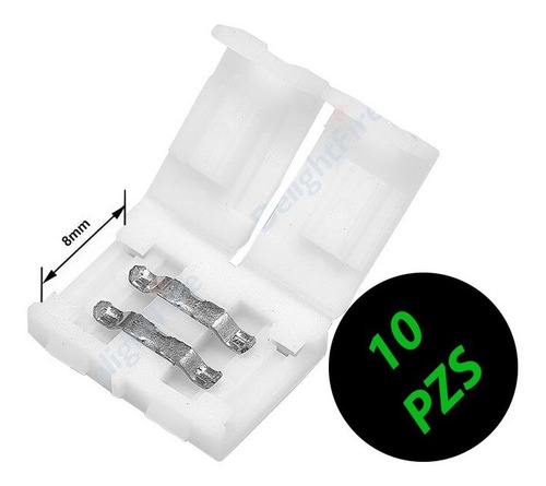 10 Conectores 2 Pines 8mm Tiras Led Unicolor 2835