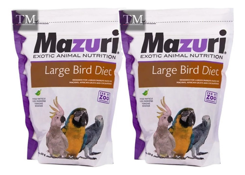 2 Mazuri  Alimento Loro Guacamaya 650 Grs - Large Bird Diet