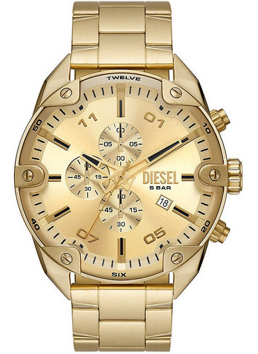 Relógio Diesel Masculino Dz4608b1 C2kx Cor da correia Dourado Cor do bisel Dourado Cor do fundo Prata