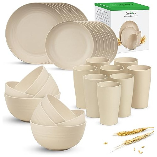 Wheat Straw Dinnerware Sets - Service For 8, 32 Piece U...