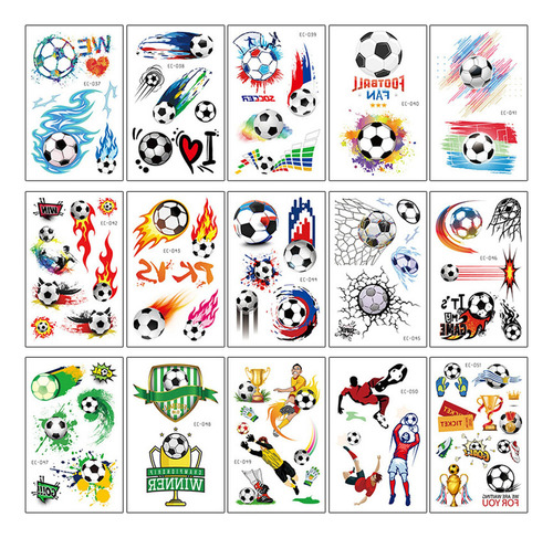 Set De Pegatinas Para Tatuajes De Fútbol, Tatuajes Temporale