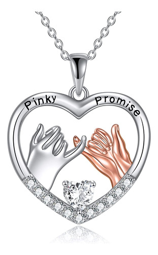 Collar De Promesa Pinkie Para Mujer, Plata De Ley, Pareja, A