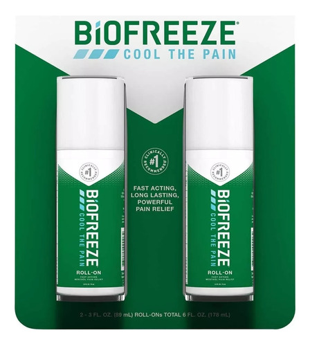 Biofreeze Roll-on Alivia Dolor Ultra Fuerte 3oz, 2 Unidades