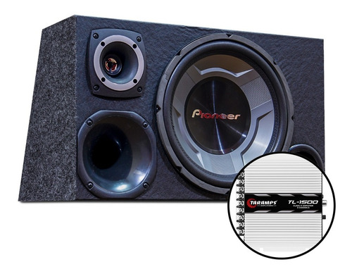 Trio Pioneer 12 Completa + Corneta Tweeter + Modulo Taramps 