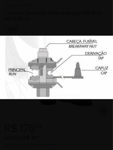 Imagem 4 de 5 de Conector Derivação Perfurante - Cdp /