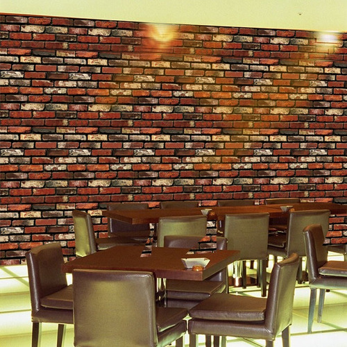 Imagen 6 de 7 de Papel Tapiz De Ladrillos Rojos Autoadherible Pared