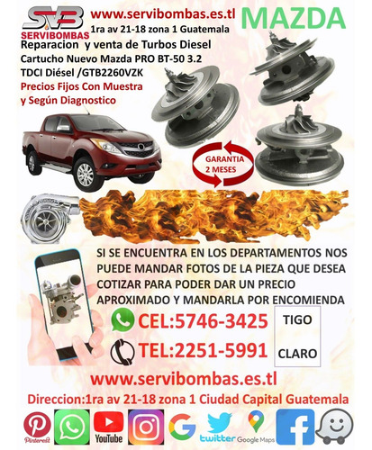 Venta De Turbo Mazda Bt-50 Pro 2.2l Diésel 4x4 Guatemala