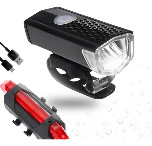 Kit Lanterna Para Bike Farol  Lvc Family Cor Preto