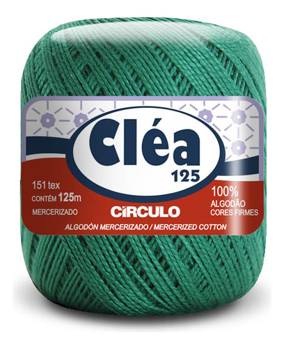 Fio/linha Cléa 125 Metros 100% Algodão Merc.- Novelo Pequeno Cor 5363-esmeralda