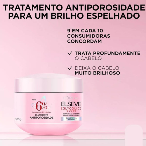 Shampoo, Condicionador 200ml + Mascara Glycolic Gloss Elseve