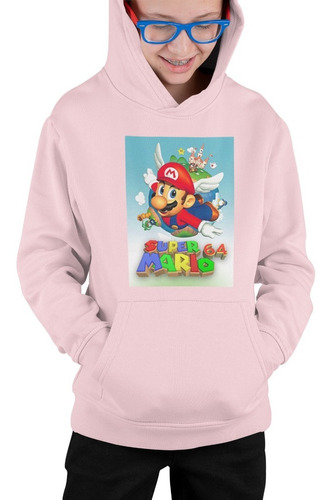 Poleron Infantil Mario Bros Game Alas 64 Estampado Unisex Niños Algodon