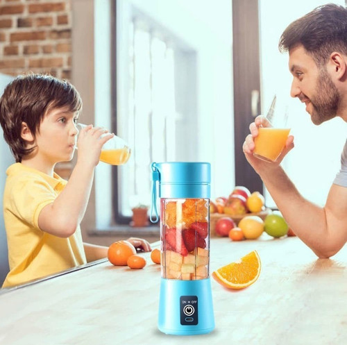 Mini Licuadora Portátil Recargable Usb Vaso Jugos Licuados Azul