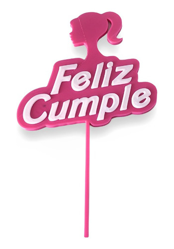 Cake Topper Barbie Cartel Torta Adorno Feliz Cumple