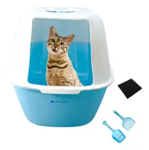 Comprar Arenero Para Gatos Cerrado Con Pala Puerta Filtro Sanitario Color Azul
