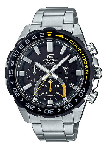 Reloj Casio Edifice Efs-s550db-1avudf Hombre 100% Original Color De La Correa Plateado Color Del Bisel Negro Color Del Fondo Negro