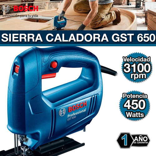 Sierra Caladora Bosch Gst 650 450 W + Hoja Para Madera