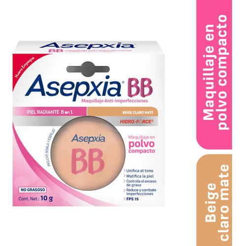 Maquillaje Asepxia Bb Fps 15 Beige Claro 10g Genomma Lab