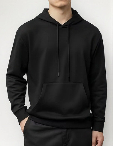 Sudadera Deportiva Con Capucha Lisa Para Hombre Negra