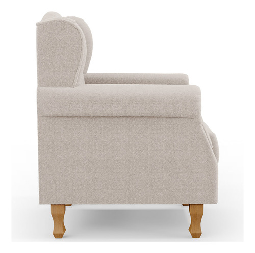 Kit 02 Poltronas Decorativa Sala Estar Yara Bouclê Creme