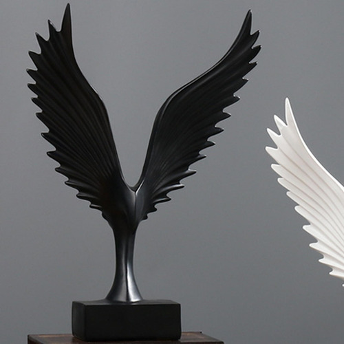 3 Estatua De Ala De Ángel Negro Negro 10,5 Cm X 3 Cm X 15