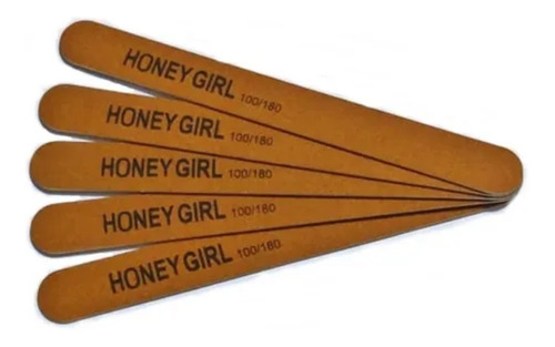 50 Lixas Reta Fina Honey Girl Marrom Para Unha Gel 100/180