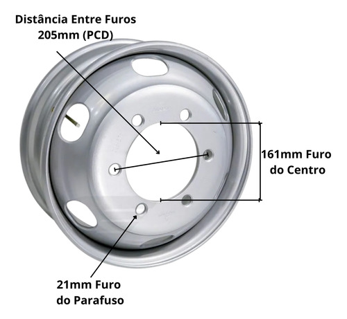 Roda 6 Furos Aro 17.5 Pneu 215/75r Sem Câmara Ford Cargo