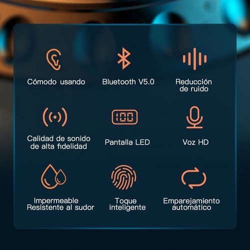 Audífonos Tws Bluetooth 5.0 Táctiles Ipx7 Con Caja De Carga