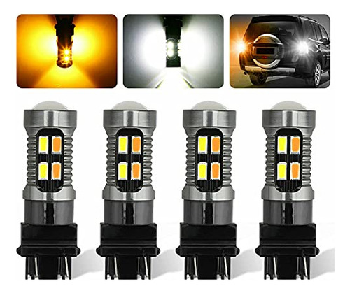 Pack Of 4 3157 3156 Led Turn Signal Drl Light Bulbs Whi...