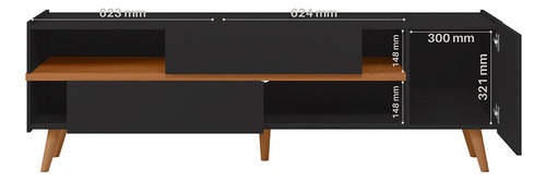 Rack Para Tv Até 65 3 Portas Purus - Colibri Cor Preto Fosco/Freijó