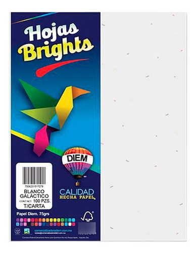 Hoja De Papel Diem Brights Paq 100 Hojas Blanco Galactico 31