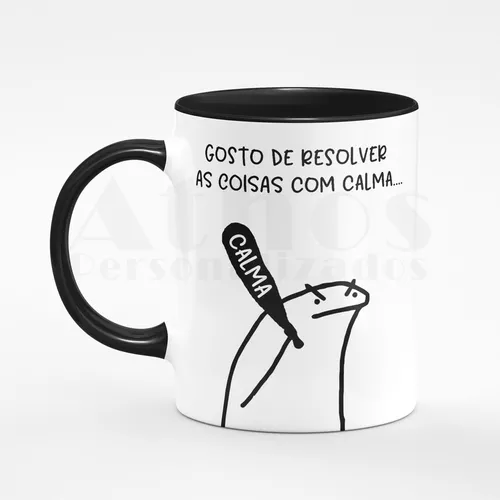 Caneca Flork Meme Boneco Palito Gosto De Resolver Com Calma