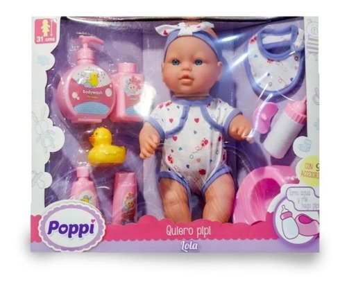 Poppi Muñeca Bebé Lola Quiero Hacer Pipi 16020 C/accesorios