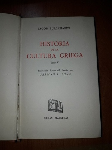 Historia De La Cultura Griega Tomo 5  Jacob Burckhardt