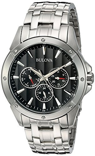 Reloj Bulova 96c107, Esfera Negra, Acero Inoxidable Para Hom