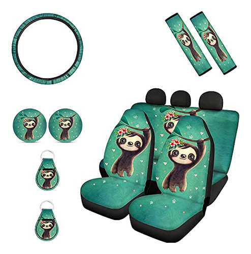 Babrukda 11pcs Lindo Baby Sloth Print, Car Full Set Front Se