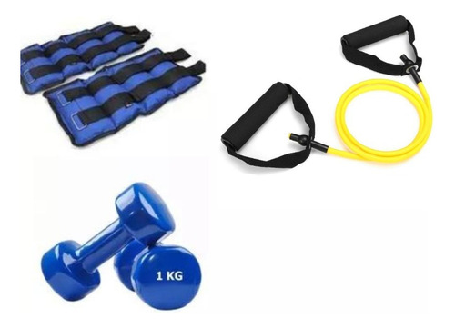 Kit Ejercicio Fitness Mancuernas Tobi Pesas Bandas Gym