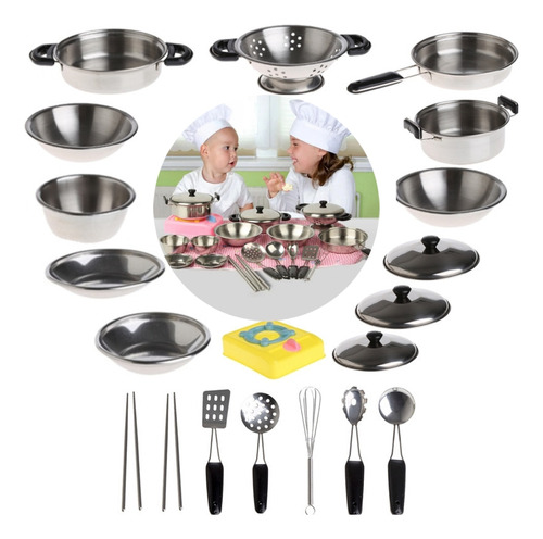 20 Utensilios De Cocina De Acero Inoxidable Para Juguetes In