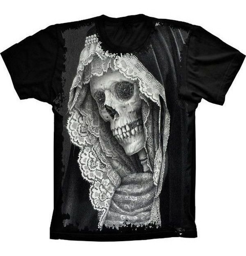 Camiseta Estilosa 3d Fullprint Skull Caveira Mulher